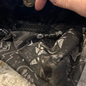 Steve Madden ,Black Velvet & faux Crocodile Patterned Handbag